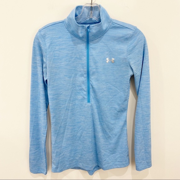 UNDER ARMOUR UA Heat Gear Light Blue 1/2 Zip Fitted Pullover Top Jacket … - Picture 2 of 8
